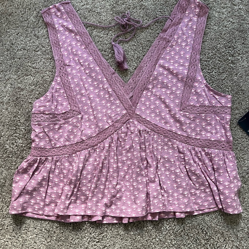 Lucky Brand Blouse Women's Medium Tank Top V Neck Front & Back NWT